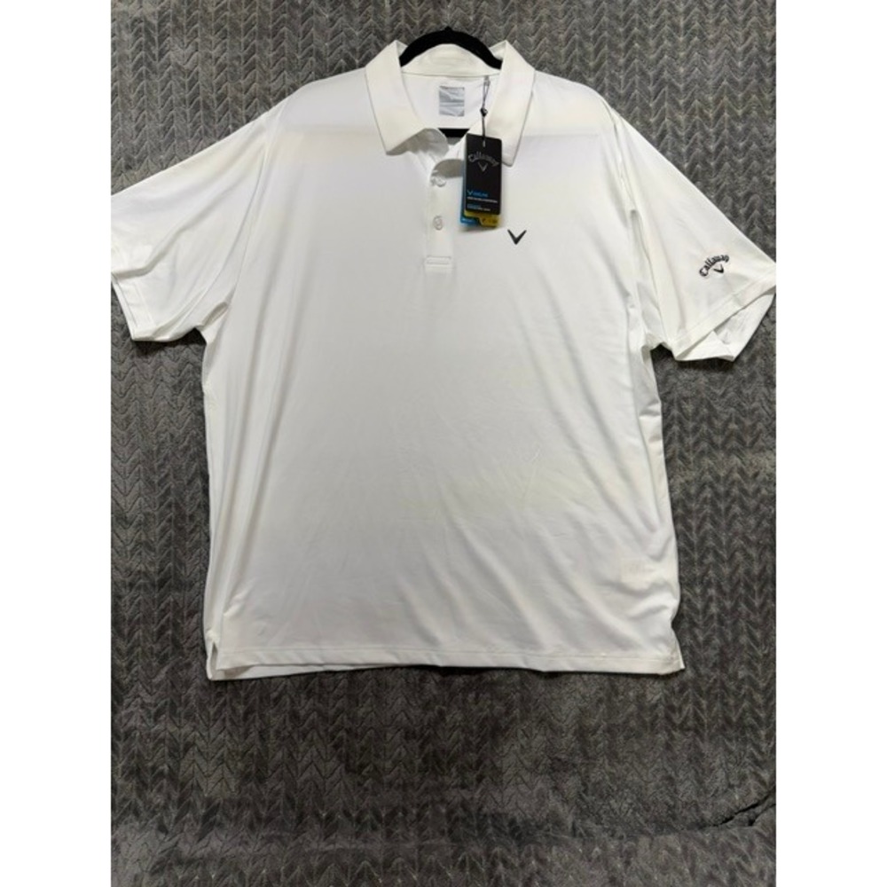 Callaway Mens Opti-Dri Golf Polo Shirt White XXL Short Sleeve Cooling Wicking